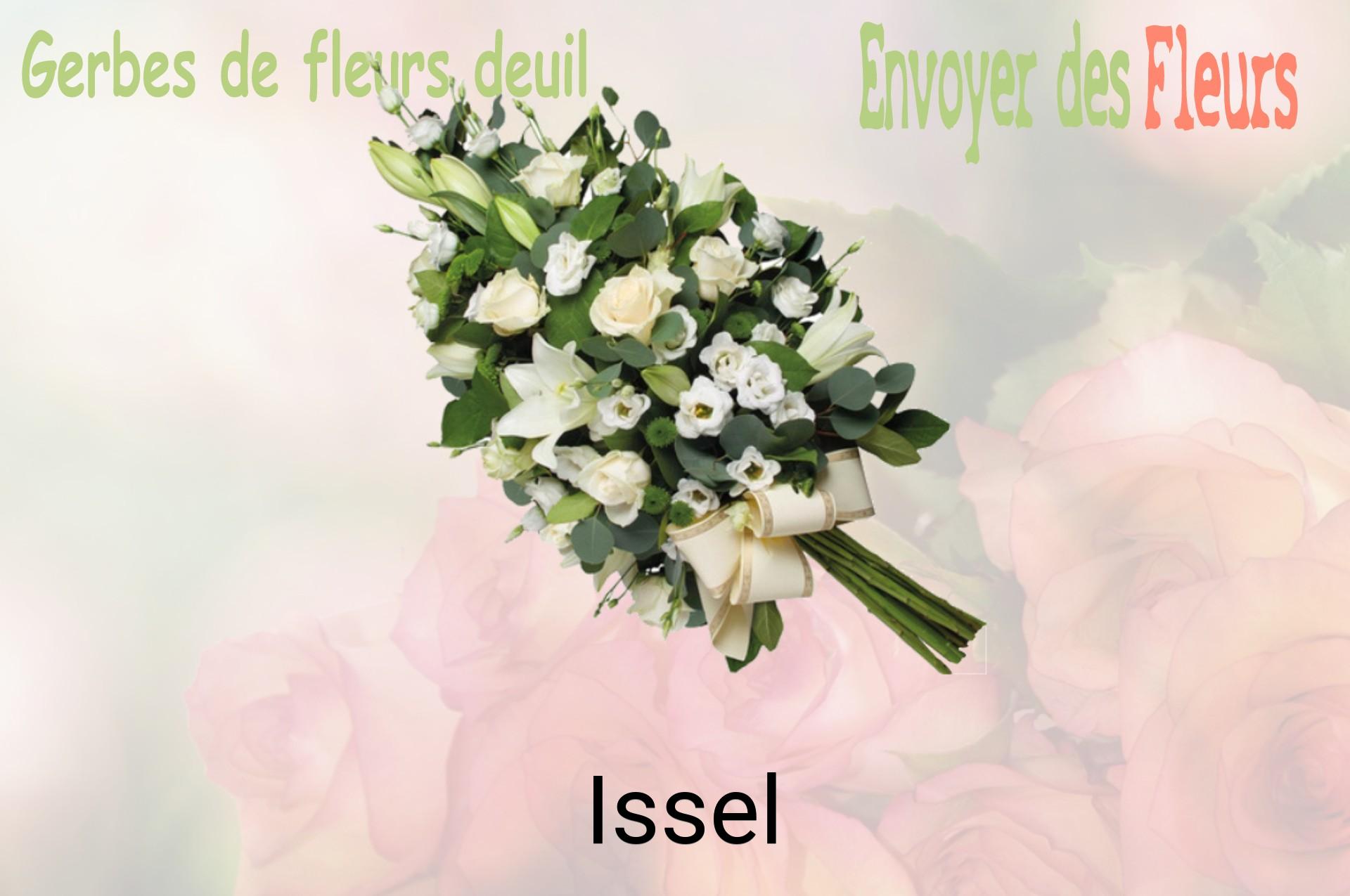 Gerbe de fleurs de deuil livrée à Issel